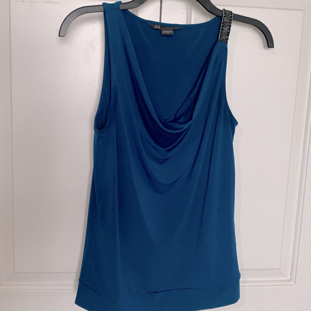 Armani Exchange deep turquoise sleeveless blouse; like new, excellent condition